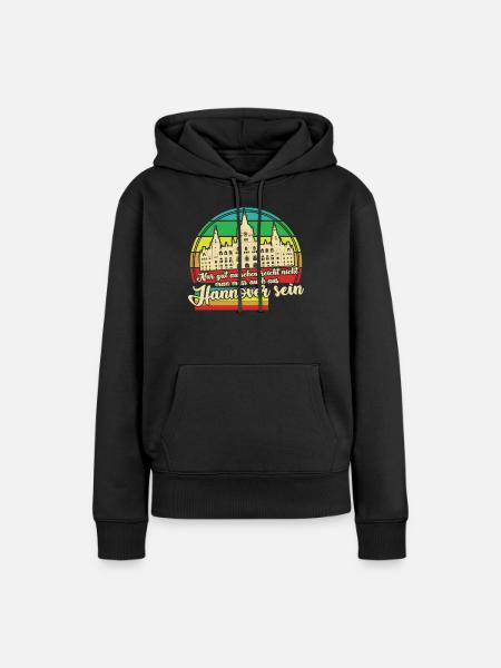 Hannover Retro - Frauen Premium Bio Hoodie - Schwarz