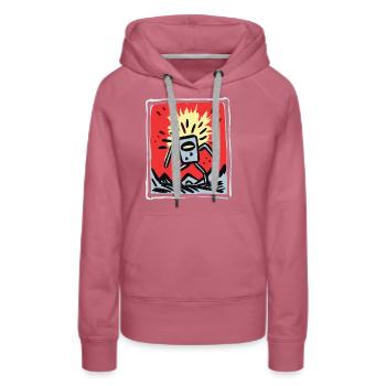 Japanische rote Sonne und ein Cartoon-Roboter - Frauen Premium Bio Hoodie - Malve - Vorne - Isabella (175cm)