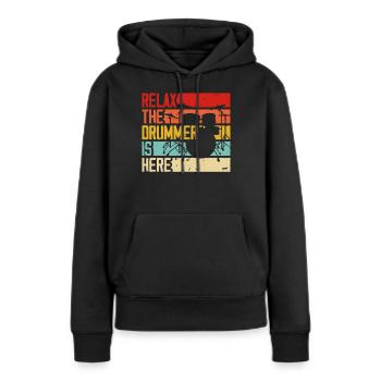 Batterie Batteur Batteur - Sweat à capuche Premium bio Femme - noir - Devant - Julia (174cm)