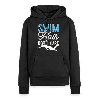 Flotteur de natation - Sweat à capuche Premium bio Femme - noir - Devant - Julia (174cm)