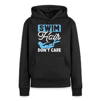 Flotteur de natation - Sweat à capuche Premium bio Femme - noir - Devant - Julia (174cm)