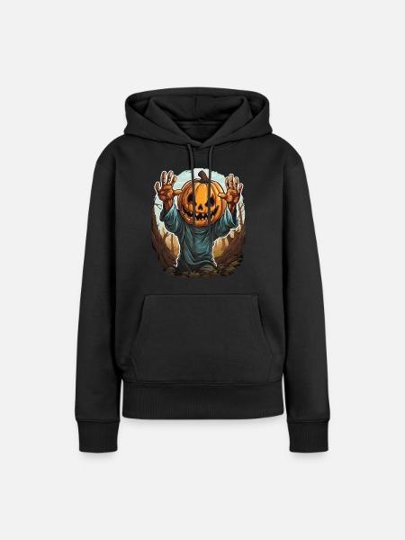 Halloween Emerging Hands Spooky Pumpkin - Dame Premium hoodie, økologisk bomuld - sort