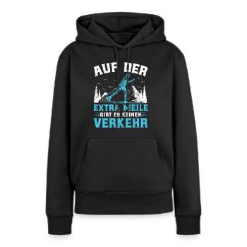 Ski Touring Auf der Extra Meile kein Verkehr - Frauen Premium Bio Hoodie - Schwarz - Vorne - Julia (174cm)