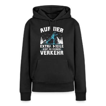 Ski Touring Auf der Extra Meile kein Verkehr - Frauen Premium Bio Hoodie - Schwarz - Vorne - Julia (174cm)