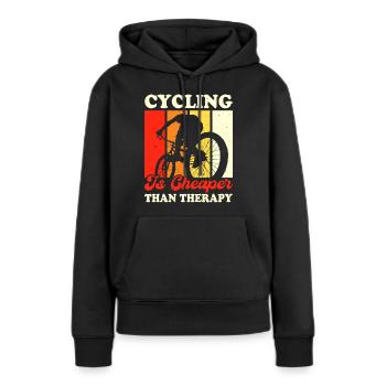 Le cyclisme coûte moins cher que la thérapie - Sweat à capuche Premium bio Femme - noir - Devant - Julia (174cm)