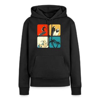 Surfeur - Sweat à capuche Premium bio Femme - noir - Devant - Julia (174cm)