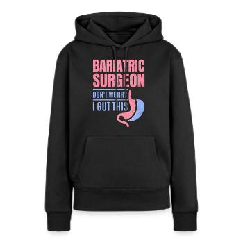 Drôle d’estomac - Sweat à capuche Premium bio Femme - noir - Devant - Julia (174cm)