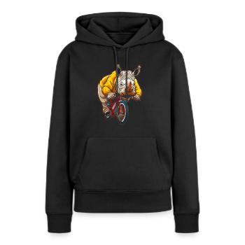 Nashorn Rhino Fahrrad - Frauen Premium Bio Hoodie - Schwarz - Vorne - Julia (174cm)