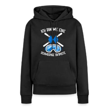 Skiurlaub Ich bin wie eine Schwierige Skipiste - Frauen Premium Bio Hoodie - Schwarz - Vorne - Julia (174cm)