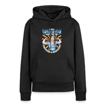 Combattant et non victime - survivant du narcissisme - Sweat à capuche Premium bio Femme - noir - Devant - Julia (174cm)