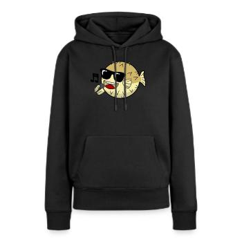 Poisson-globe chantant - Sweat à capuche Premium bio Femme - noir - Devant - Julia (174cm)