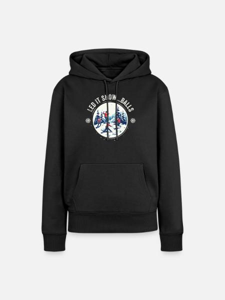Schneeballschlacht- Let it snow...balls - Frauen Premium Bio Hoodie - Schwarz