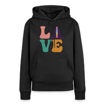 Chakra-Heiler Chakra-Heilung Reiki-Meister LIEBE - Frauen Premium Bio Hoodie - Schwarz - Vorne - Julia (174cm)