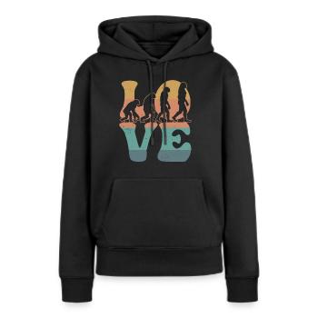 Charles Darwin Théorie de l’évolution AMOUR - Sweat à capuche Premium bio Femme - noir - Devant - Julia (174cm)
