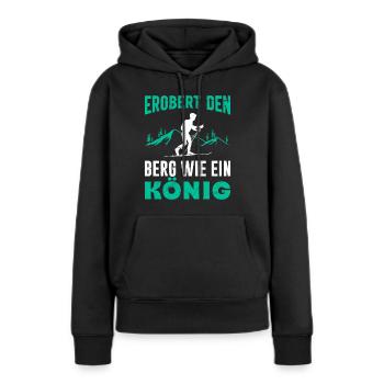 Ski Touring Erobert den Berg wie ein König - Frauen Premium Bio Hoodie - Schwarz - Vorne - Julia (174cm)