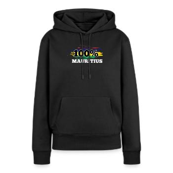 Maurice - Sweat à capuche Premium bio Femme - noir - Devant - Julia (174cm)