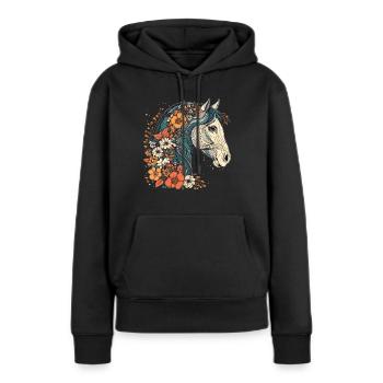 Cavalier Cheval Portrait Western Cowboy - Sweat à capuche Premium bio Femme - noir - Devant - Julia (174cm)