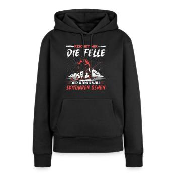 Ski Touring Reichet mir die Felle Skibergsteigen - Frauen Premium Bio Hoodie - Schwarz - Vorne - Julia (174cm)
