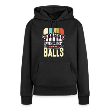 Alley Bowling prend des balles Ligue de bowling Ninepins - Sweat à capuche Premium bio Femme - noir - Devant - Julia (174cm)