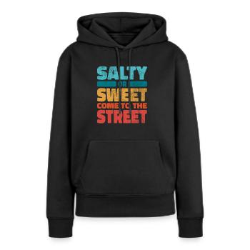 Cuisine de rue - Sweat à capuche Premium bio Femme - noir - Devant - Julia (174cm)