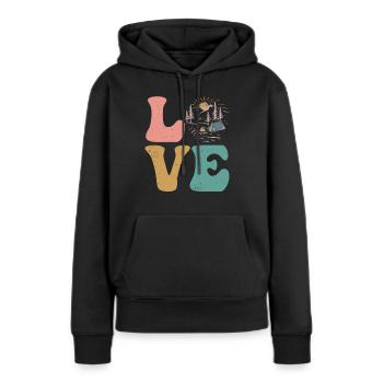 Camper Camp Camping LOVE - Sweat à capuche Premium bio Femme - noir - Devant - Julia (174cm)