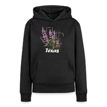 Texas Flagge Mit Floralem Frühling Texas - Frauen Premium Bio Hoodie - Schwarz - Vorne - Julia (174cm)