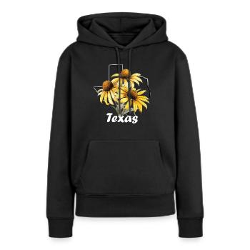 Texas Flagge Mit Floralem Frühling Texas - Frauen Premium Bio Hoodie - Schwarz - Vorne - Julia (174cm)