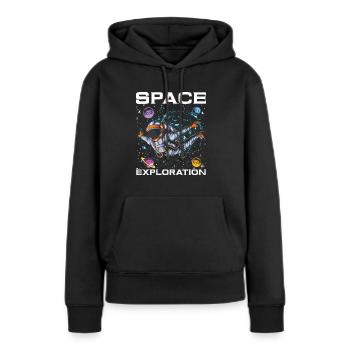 Colonisation de l’espace - Sweat à capuche Premium bio Femme - noir - Devant - Julia (174cm)