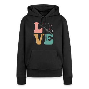 Clarinet Instrument Clarinetist LOVE - Women’s Premium Organic Hoodie - black - Front - Julia (174cm)