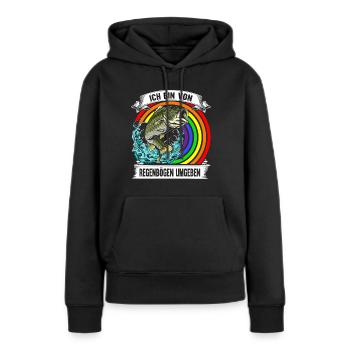 Forellen Angeln - Frauen Premium Bio Hoodie - Schwarz - Vorne - Julia (174cm)