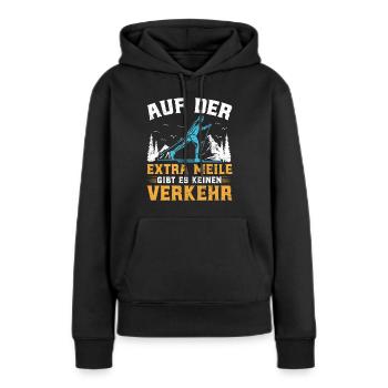 Ski Touring Auf der Extra Meile kein Verkehr - Frauen Premium Bio Hoodie - Schwarz - Vorne - Julia (174cm)