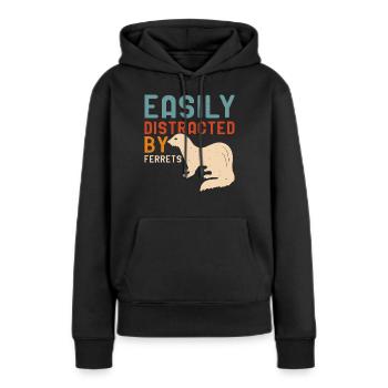 Frettchen - Frauen Premium Bio Hoodie - Schwarz - Vorne - Julia (174cm)