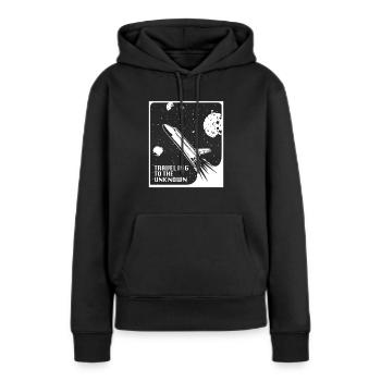 espace, espace, fusée, colonisation de l’espace - Sweat à capuche Premium bio Femme - noir - Devant - Julia (174cm)