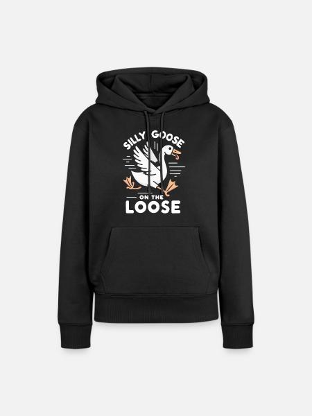Dumme Gans auf freiem Fuß Meme - Dame Premium hoodie, økologisk bomuld - sort