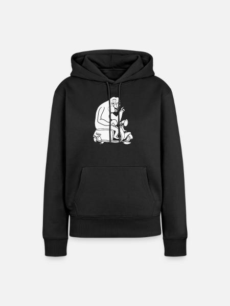 Motorroller Faultier - Frauen Premium Bio Hoodie - Schwarz