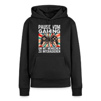 Video Spieler Pause vom Gaming Controller Video - Frauen Premium Bio Hoodie - Schwarz - Vorne - Julia (174cm)