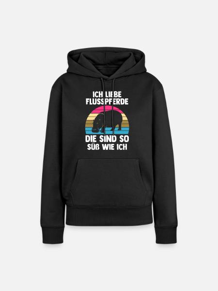 Nilpferd Flusspferd - Frauen Premium Bio Hoodie - Schwarz