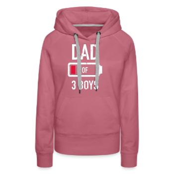 Dad of 3 three boys low battery gift for father's - Women’s Premium Organic Hoodie - mauve - Front - Isabella (175cm)