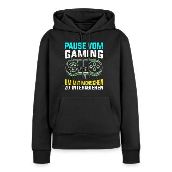 Video Spieler Pause vom Gaming Controller Video - Frauen Premium Bio Hoodie - Schwarz - Vorne - Julia (174cm)
