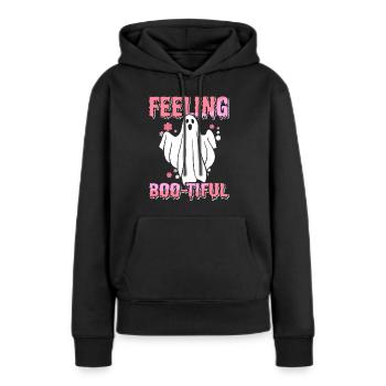Halloween Drôle Fantôme Fantôme Boo - Sweat à capuche Premium bio Femme - noir - Devant - Julia (174cm)