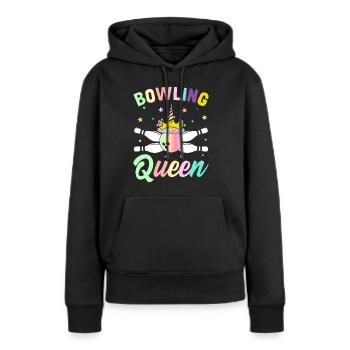 Chapeau melon - Sweat à capuche Premium bio Femme - noir - Devant - Julia (174cm)