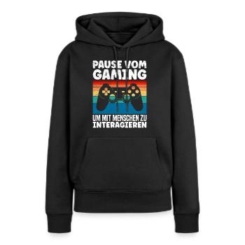 Video Spieler Pause vom Gaming Controller Video - Frauen Premium Bio Hoodie - Schwarz - Vorne - Julia (174cm)