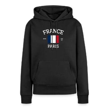 Frankreich - Frauen Premium Bio Hoodie - Schwarz - Vorne - Julia (174cm)