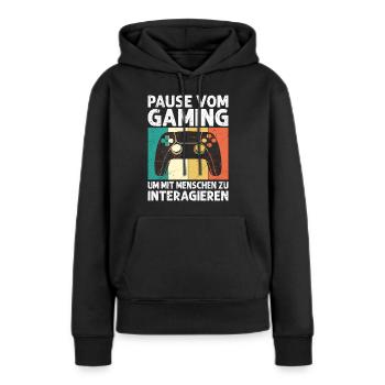 Video Spieler Pause vom Gaming Controller Video - Frauen Premium Bio Hoodie - Schwarz - Vorne - Julia (174cm)