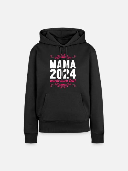 Werdende Mama 2024 - Frauen Premium Bio Hoodie - Schwarz