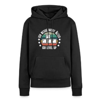 Retro Gamer B-Day Werde nicht Älter Ich Level Up - Frauen Premium Bio Hoodie - Schwarz - Vorne - Julia (174cm)