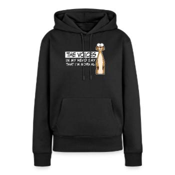 Des voix dans ma tête Folie - Sweat à capuche Premium bio Femme - noir - Devant - Julia (174cm)