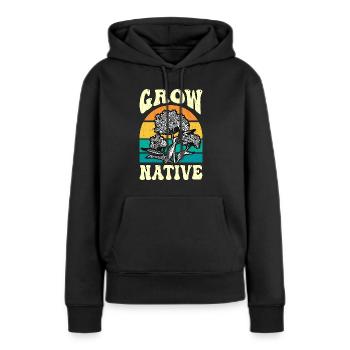 Asclépiade Grow Native Retro Monarchs Entomologistes - Sweat à capuche Premium bio Femme - noir - Devant - Julia (174cm)