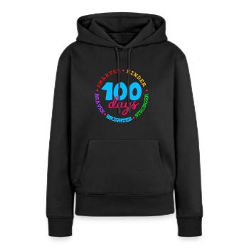 100 jours Plus intelligent, plus intelligent, plus fort, plus brillant, plus courageux - Sweat à capuche Premium bio Femme - noir - Devant - Julia (174cm)