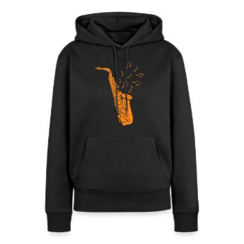 Saxophonist Musiknoten Saxophonist Jazz - Frauen Premium Bio Hoodie - Schwarz - Vorne - Julia (174cm)